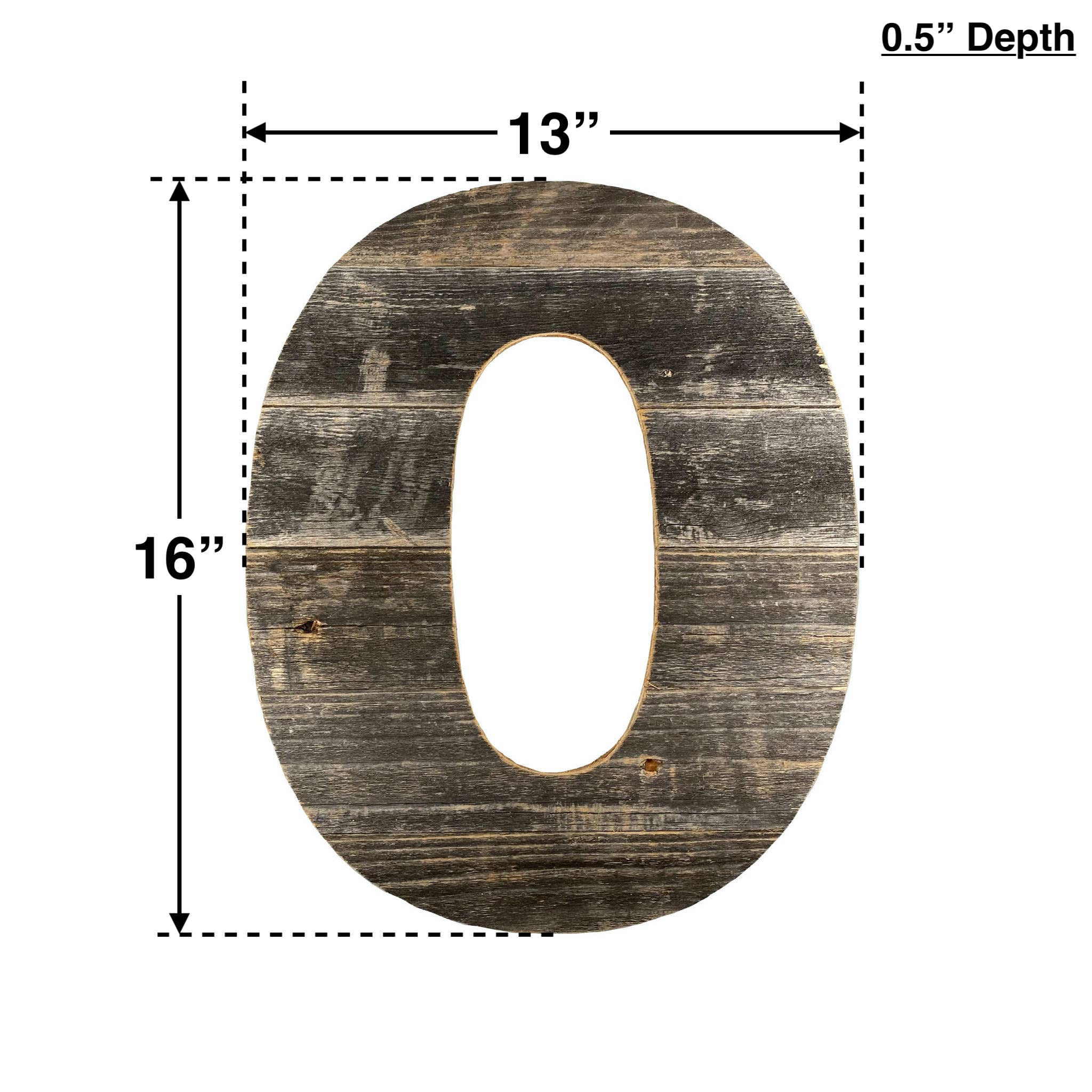 BARNWOODUSA Distressed Rustic Barn Wood Number 0, Alphabet Wall Décor Monogram, White Wash, - Image 3