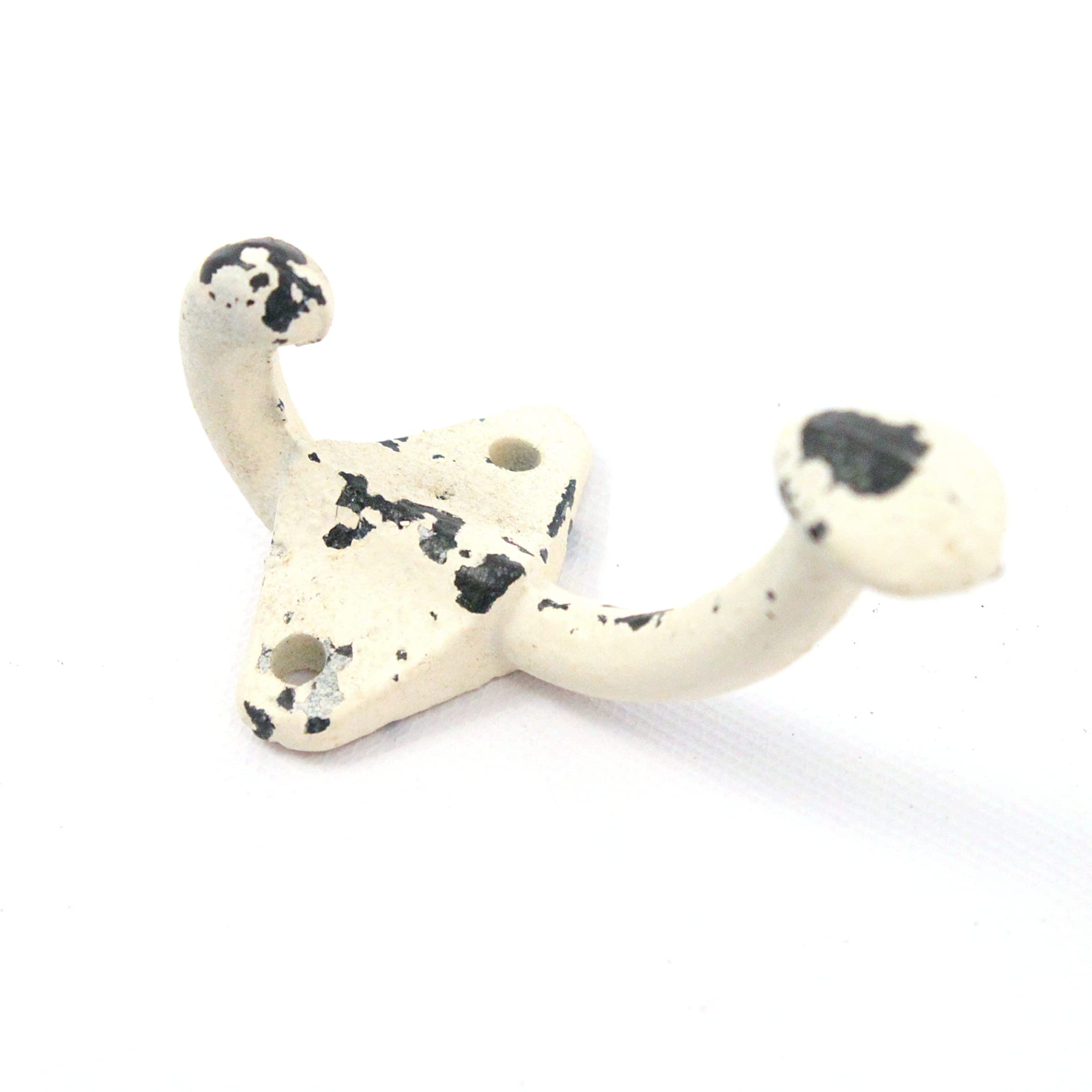 BARNWOODUSA Distressed White Cast Iron Wall Hook Chic Decorative Wall Mounted Hook for Rustic Style Distressed White 3 3/8" L Set of 12 - Image 8