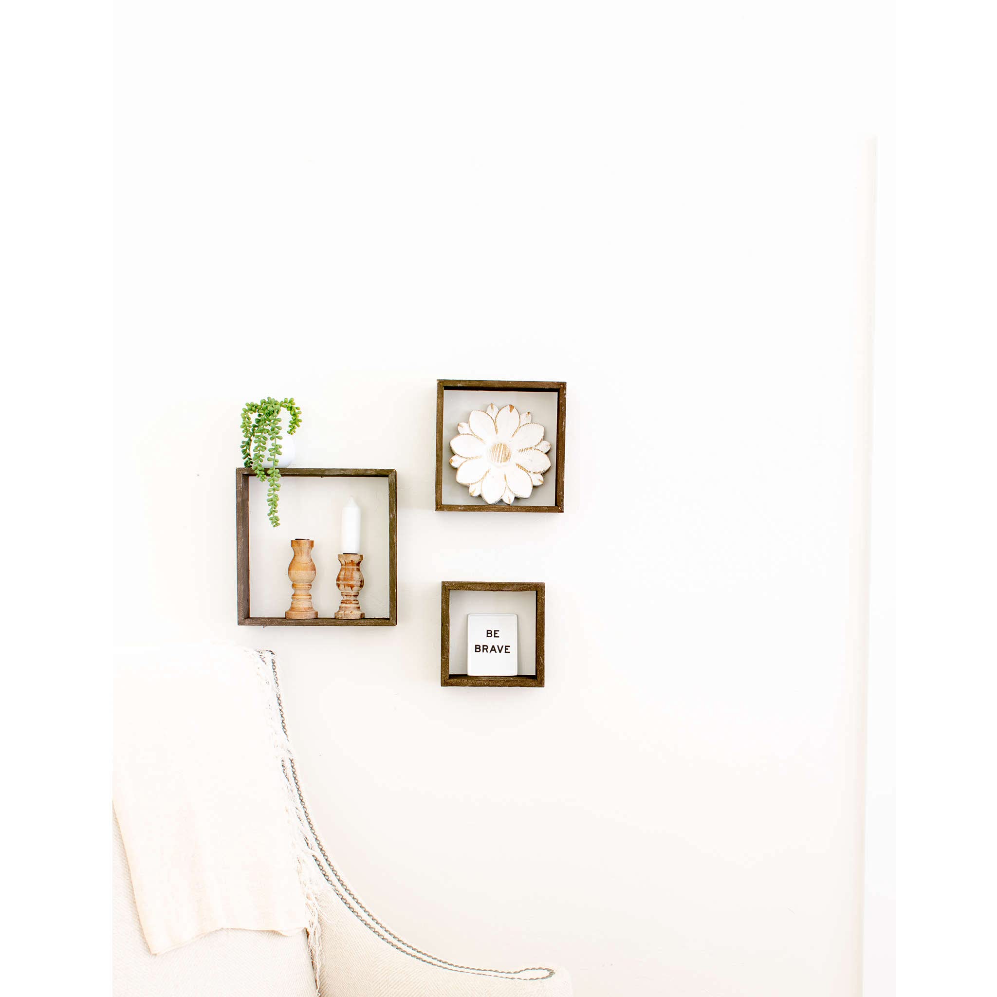 BARNWOODUSA Espresso Rustic Shelves, Square Floating Wood Shadowbox, Home Decor, Set of 3 - Image 7