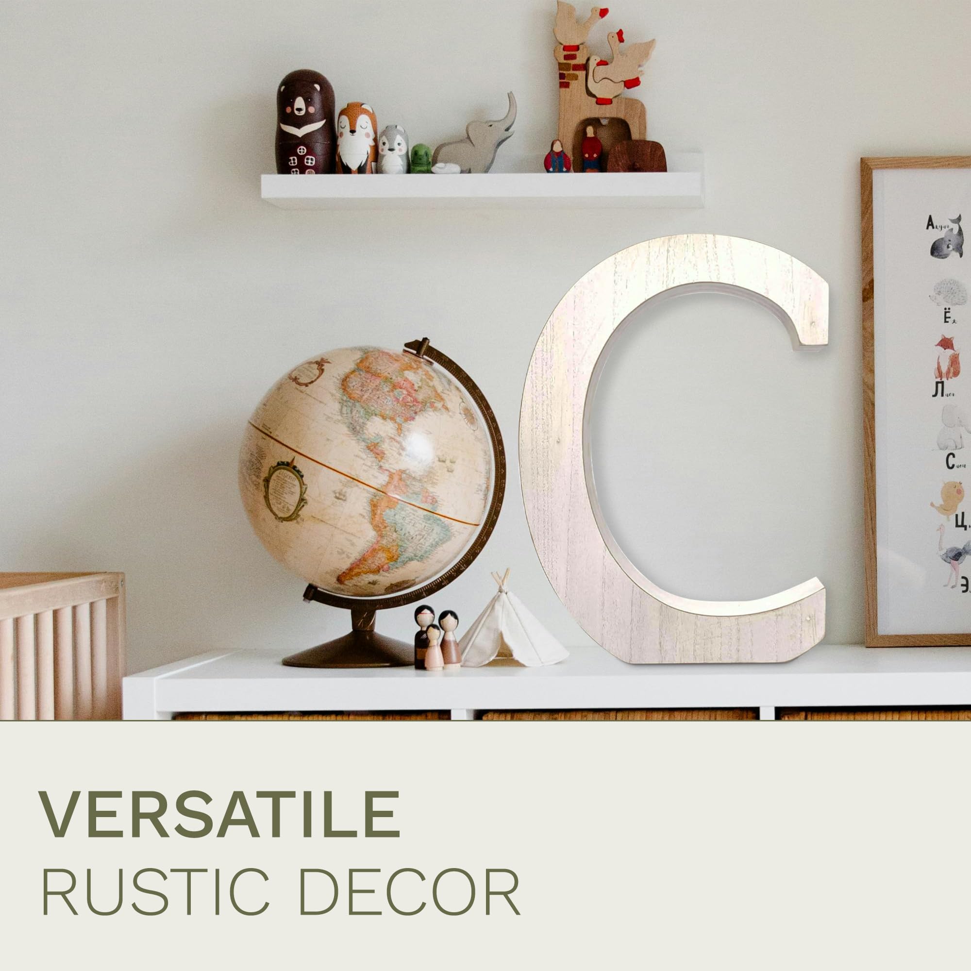 BarnwoodUSA LLC Rustic Large Alphabet Letters - Standing Wooden Monogram for Mantel & Fireplace Decor - Decorative White Wash Wall Letter Blocks - (C - 15.75") - Image 6