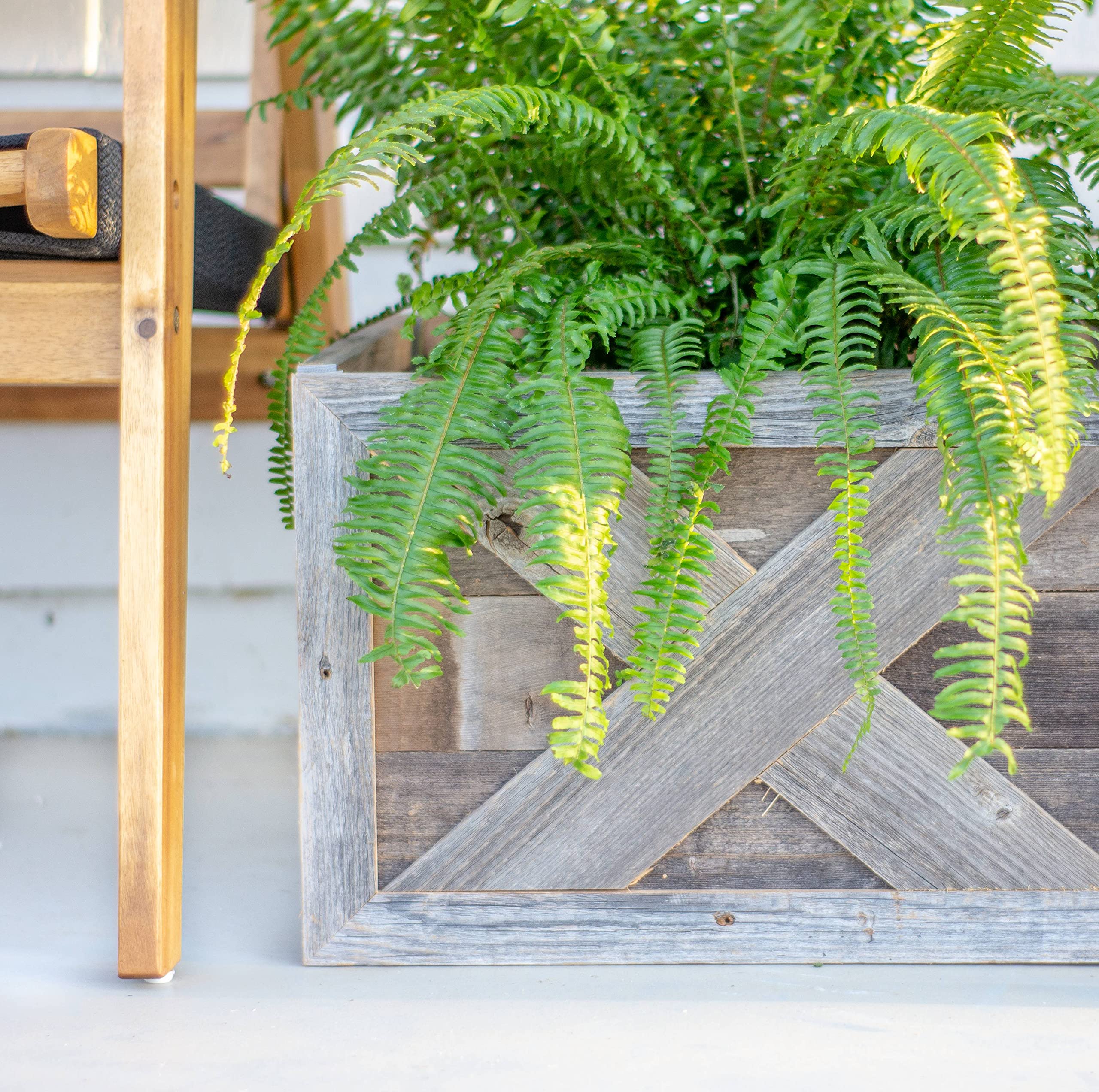 BarnwoodUSA Real Wood Plant and Tree Box Collar, Natural Weathered Gray, Farmhouse Style, Fits Flower and Tree Pots - Image 3