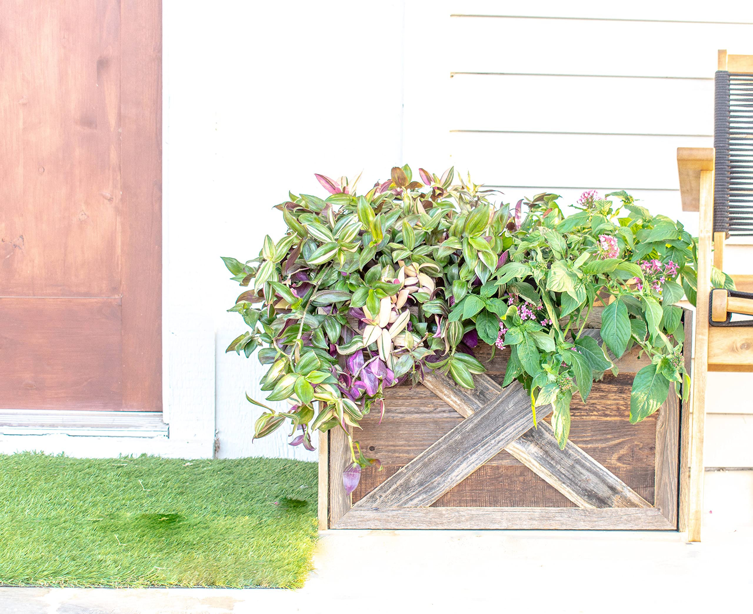 BarnwoodUSA Real Wood Plant and Tree Box Collar, Natural Weathered Gray, Farmhouse Style, Fits Flower and Tree Pots - Image 5