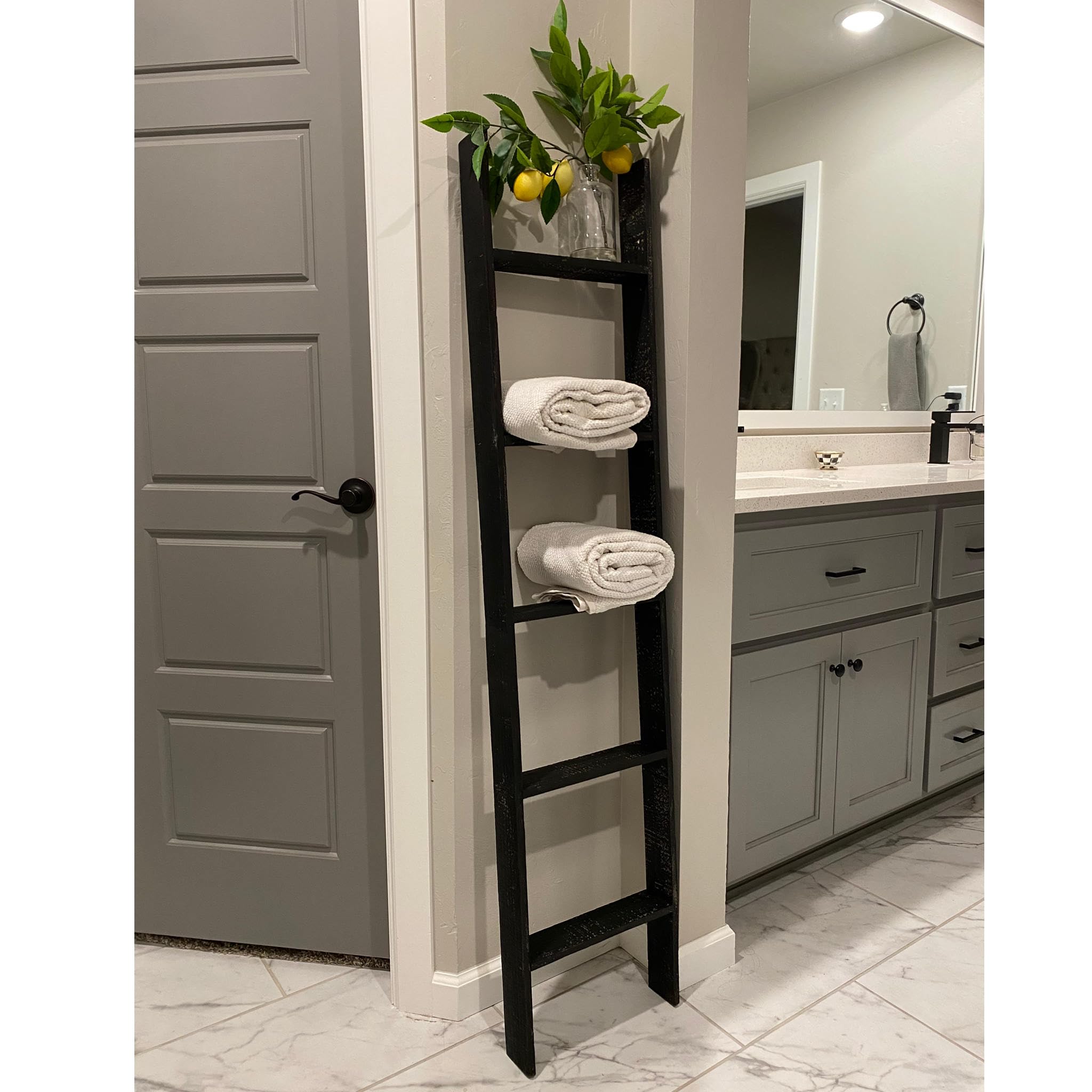 BarnwoodUSA Reclaimed Wood Bookcase Ladder (5 Foot, Black) - Image 8