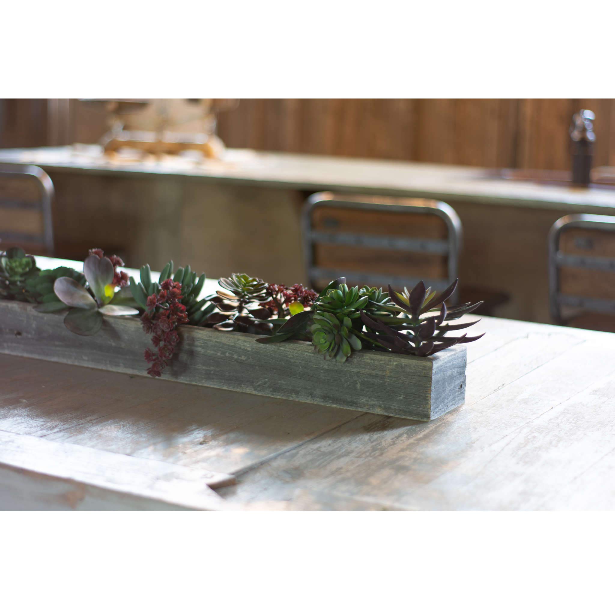 BARNWOODUSA Rustic Centerpiece Barnwood Box Dining Room Table Decorations for Home Décor Coffe Table Décor Planter Box Fireplace Mantel Farmhouse Ornament 35.5" L - Image 6