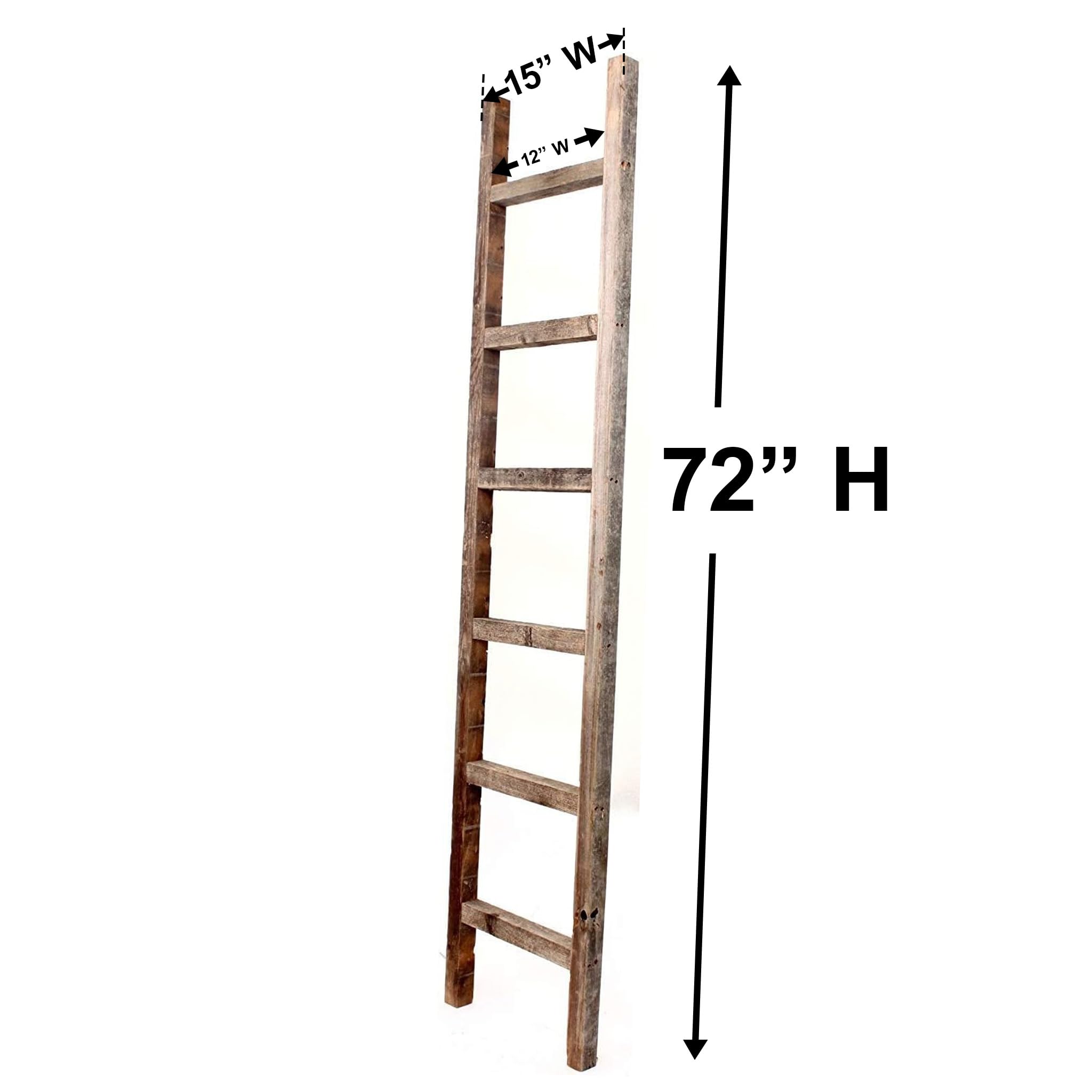 BarnwoodUSA Rustic Farmhouse Decorative Ladder - Our 6 ft Ladder can be Mounted Horizontally or Vertically and is Crafted from Upcycled Wood | No Assembly Required | Weathered Gray - Image 5
