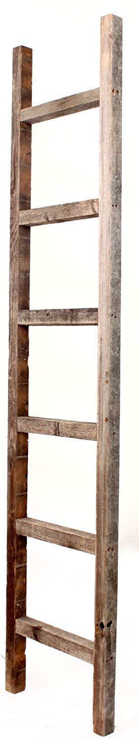 BarnwoodUSA Rustic Farmhouse Decorative Ladder - Our 6 ft Ladder can be Mounted Horizontally or Vertically and is Crafted from Upcycled Wood | No Assembly Required | Weathered Gray - Image 8