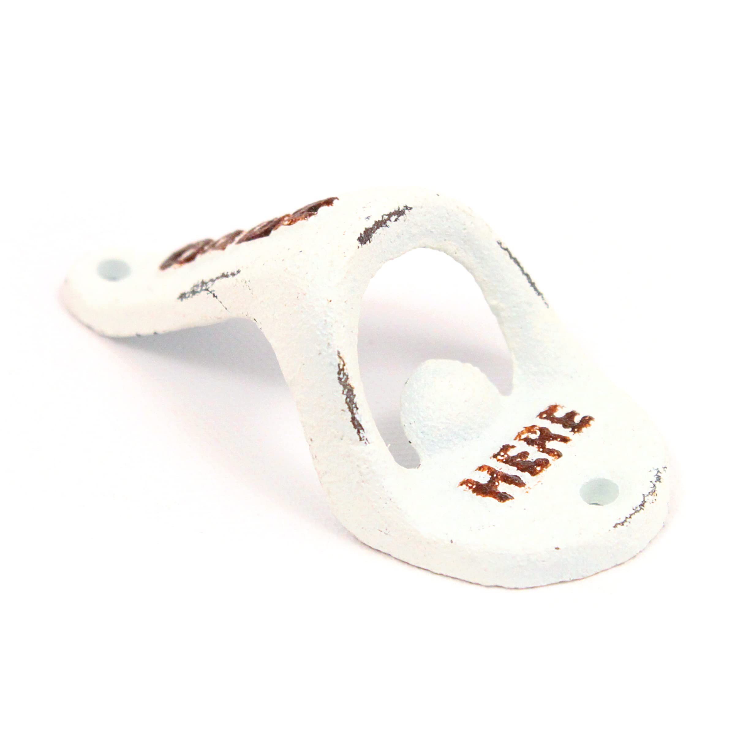 BarnwoodUSA Wall Mounted Bottle Opener, Rustic Farmhouse Cast Iron, Distressed White, Indoor/Outdoor Use, 4 Inch Length - Image 4