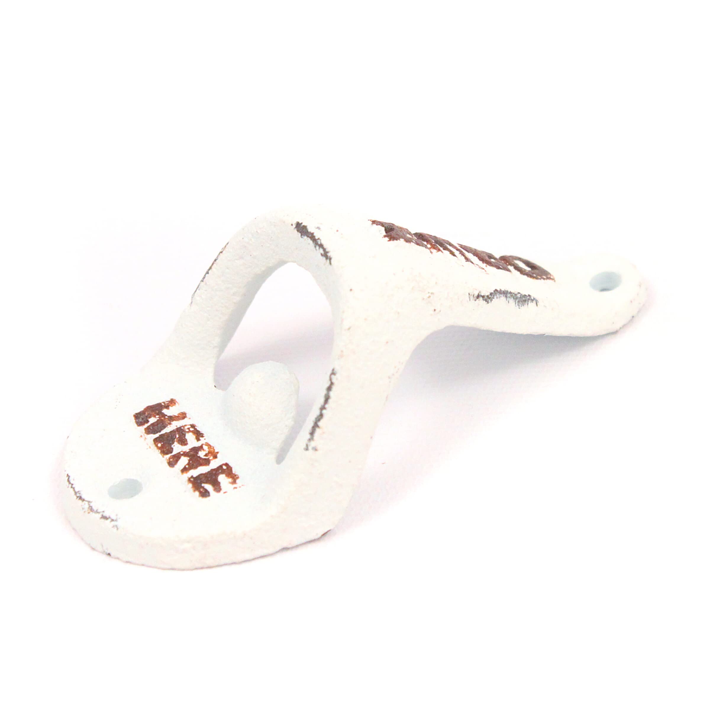 BarnwoodUSA Wall Mounted Bottle Opener, Rustic Farmhouse Cast Iron, Distressed White, Indoor/Outdoor Use, 4 Inch Length - Image 6