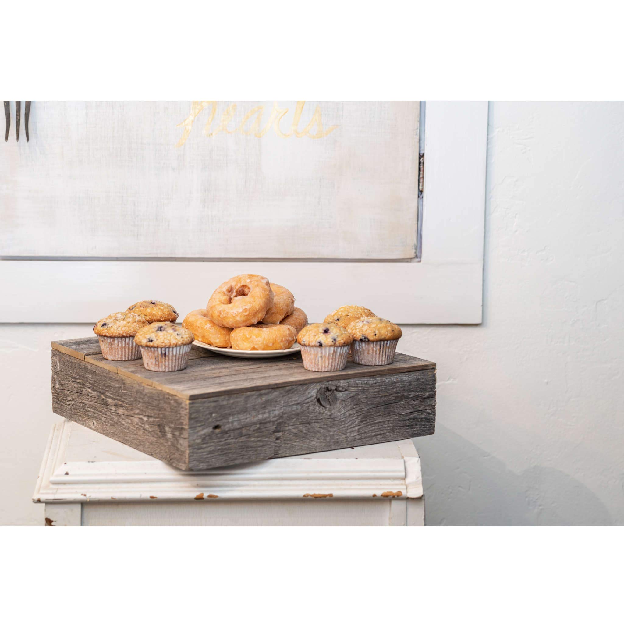 BARNWOODUSA Wood Cake Stand 15"x15" Weathered Gray Rustic Wooden Wedding Dessert Stand Vintage Sturdy 100% Reclaimed Wood - Image 5