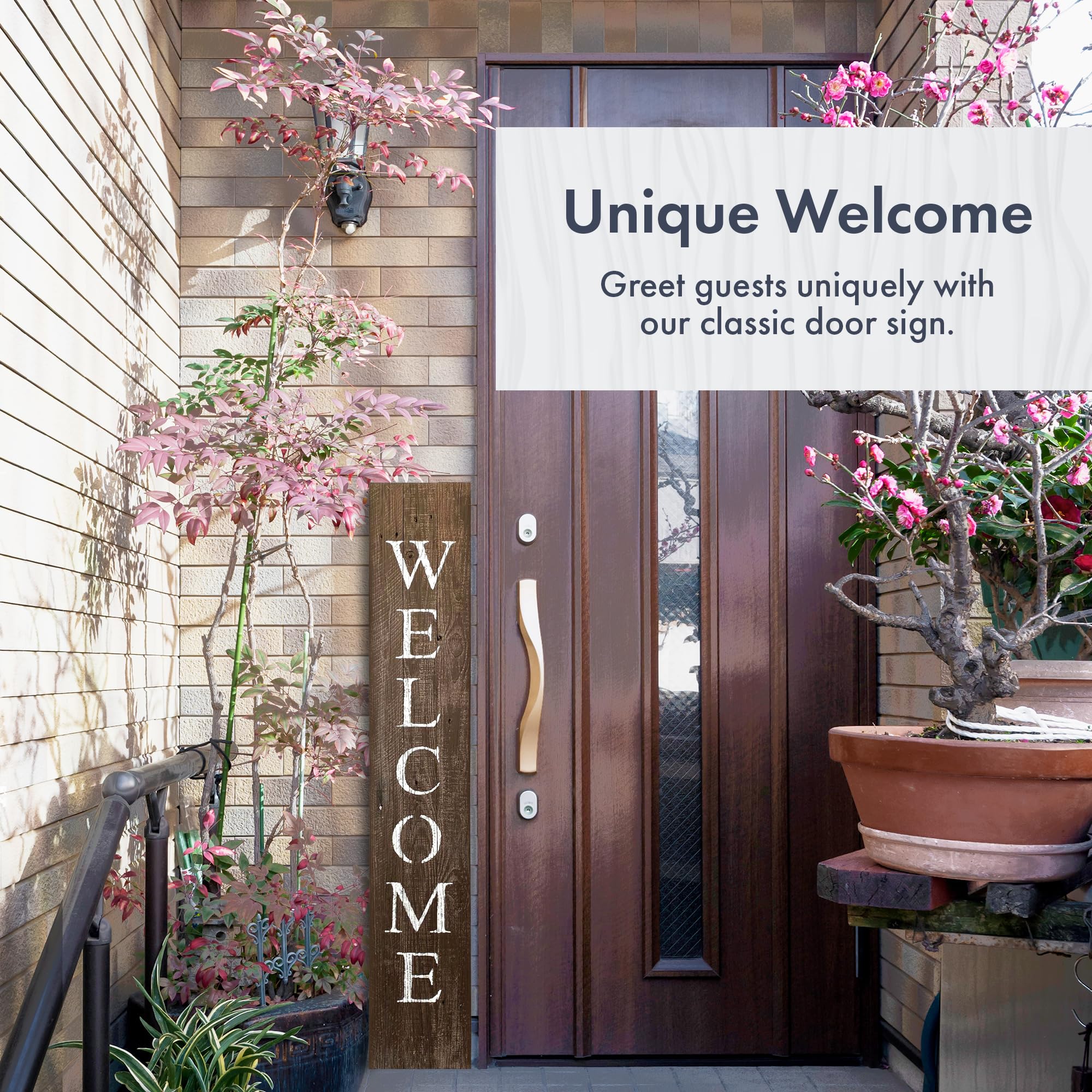 BARNWOODUSA Wooden Welcome Sign for Front Door (5 Foot), Espresso Brown – 9” Wide Vertical Outdoor Welcome Signs – Decorative Real Reclaimed Wood - Farmhouse Rustic Yard, or Front Porch Decor, - Image 8