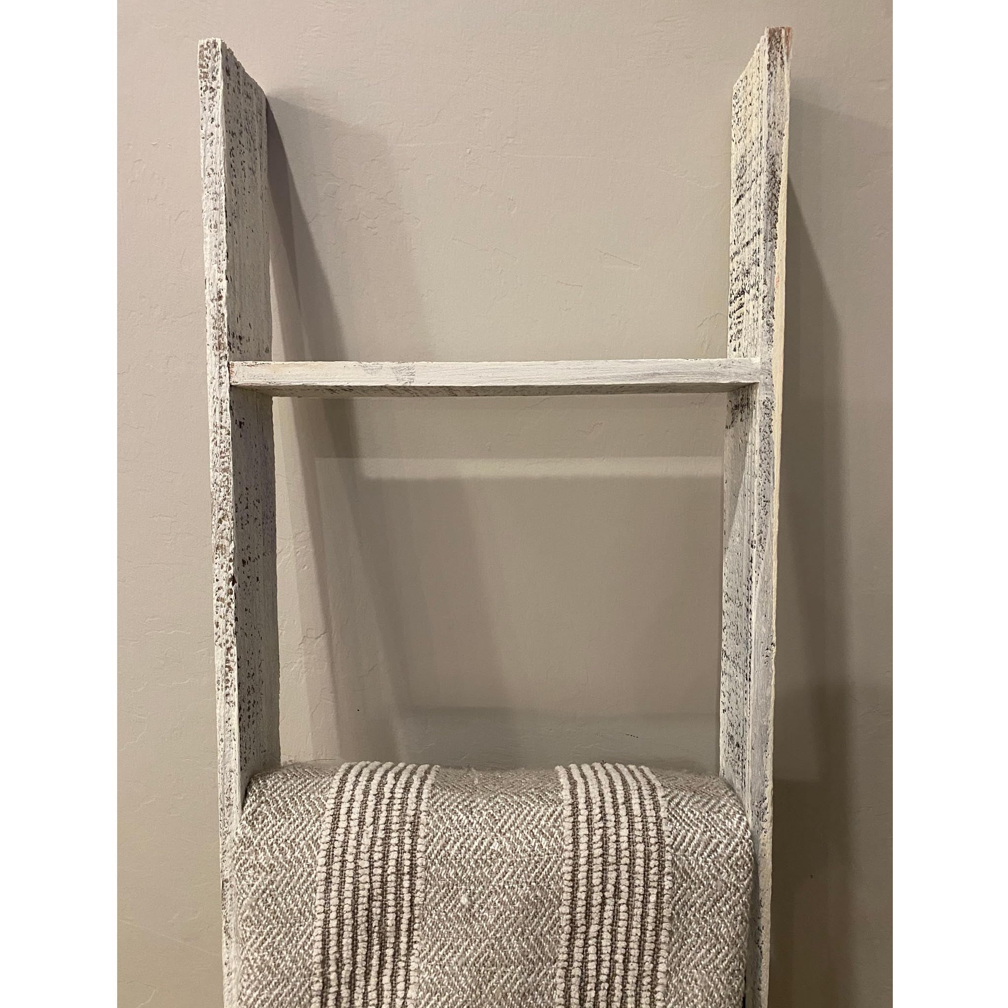 Blanket Ladder 5 Foot Fully Assembled | 60 Inch Rustic Reclaimed Wood Ladder for Blankets, Quilts, Towels, Throws, Decorative Items | Farmhouse Wall Leaning Ladder | White Wash by BarnwoodUSA - Image 8