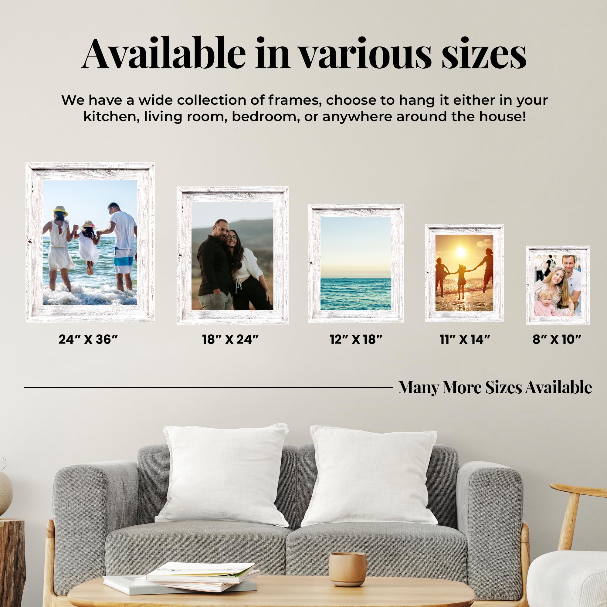 Farmhouse Style Rustic Picture Frame - Reclaimed Wood Photo Frame – Signature Wall Picture Frames for Living Room, Bedroom, Office Display - Wooden Frames for Décor Made in USA White Wash 10" x 10" - Image 4