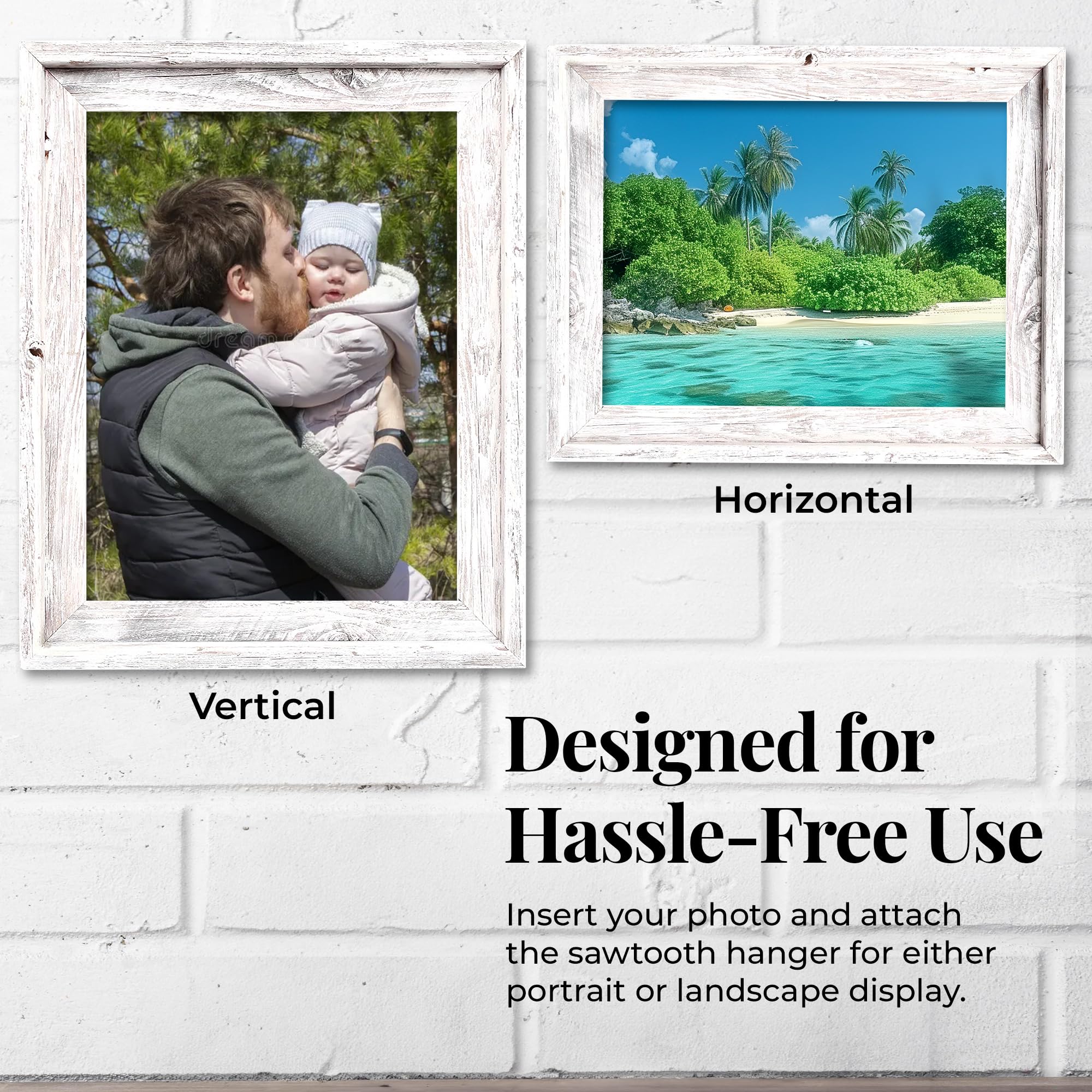 Farmhouse Style Rustic Picture Frame - Reclaimed Wood Photo Frame – Signature Wall Picture Frames for Living Room, Bedroom, Office Display - Wooden Frames for Décor Made in USA White Wash 10" x 10" - Image 7