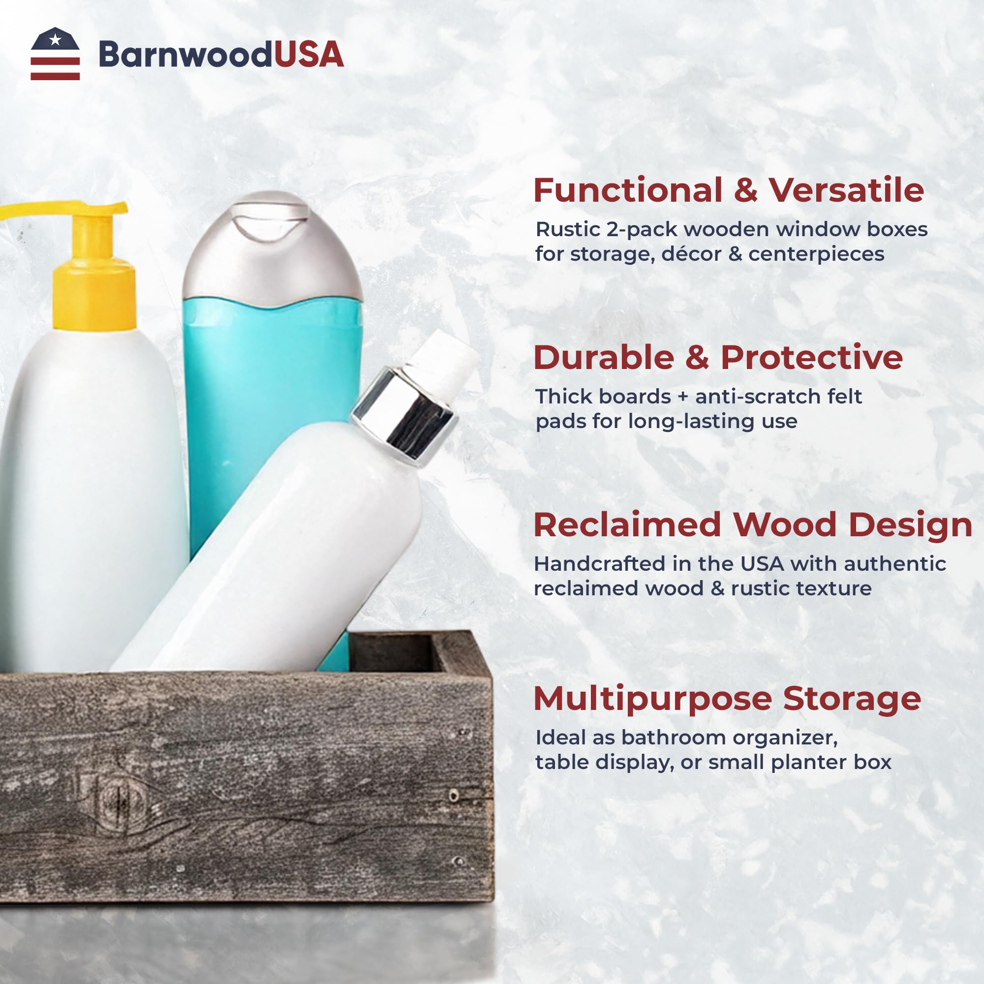 Small Wooden Planter Box – Rustic 1-Pack Wood Window Planter Box Set for Centerpieces & Storage – Durable Wooden Boxes for Decor - Perfect Toilet Basket for Bathroom Organizer - Image 5