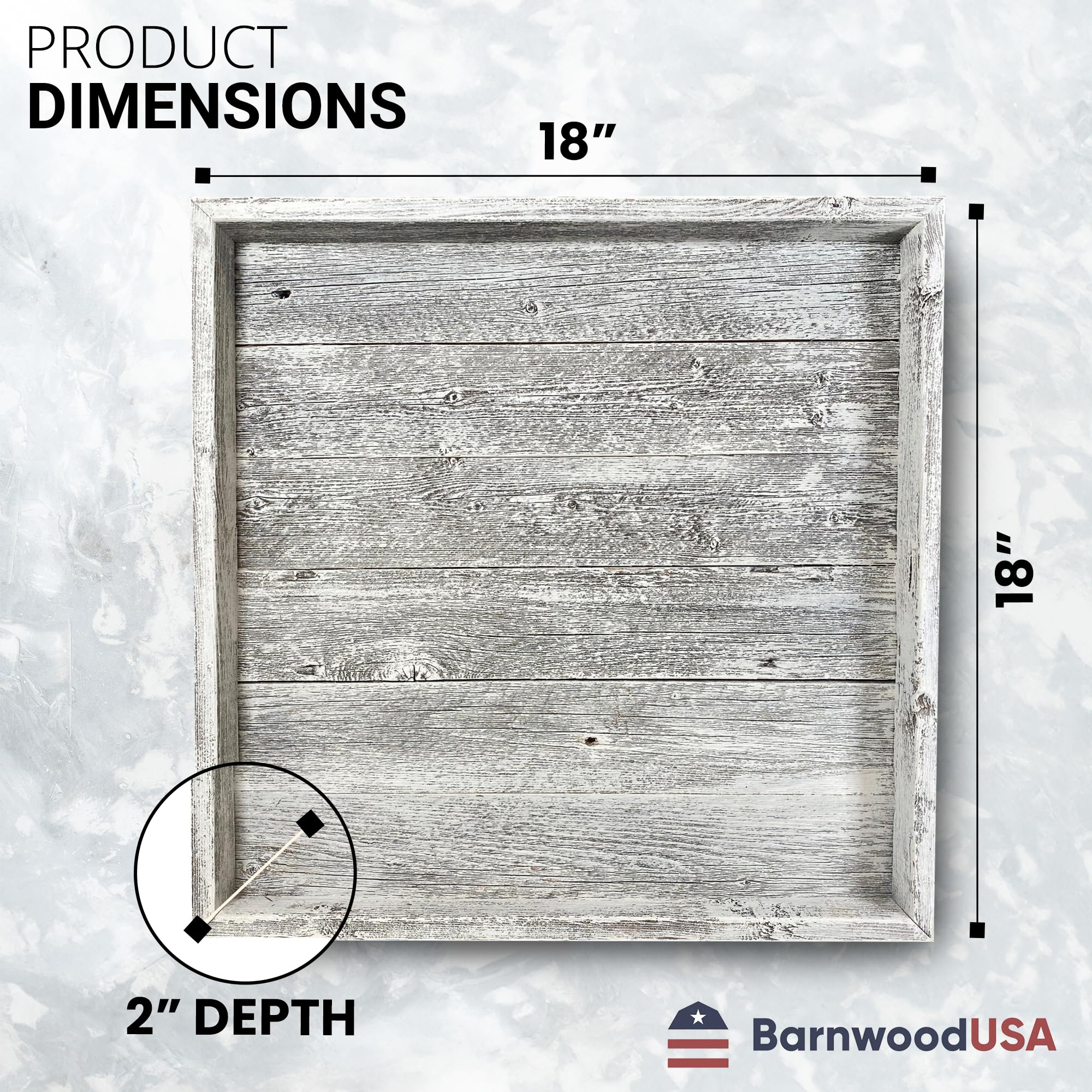 Wooden Ottoman Tray with Felt Pad – Decorative Couch Serving Tray Made with Real Rustic Reclaimed Wood - Perfect for Living Room Ottomans, Sofas, & Coffee Tables -18" x 18"- White Wash - Image 5